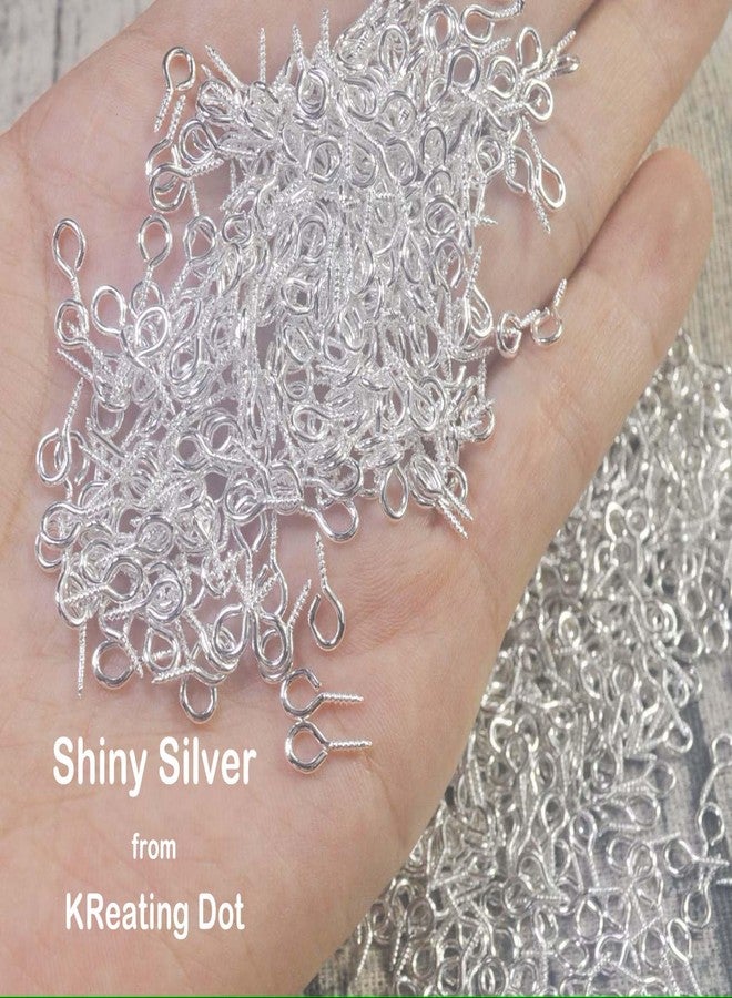 KReating Dot | 50 Pcs Shiny Silver Screw Eye Pins 5x10mm with 50 Jump Rings | Eyelets Screw Threaded Clasp Hooks for Making Pendants, Beads, Jewellery Findings DIY Craft (KRBSS-50) - Image 2